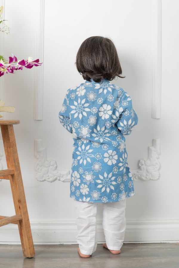 White embroidered kurta with Pyjama - Kirti Agarwal