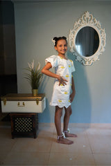 White Imported dress with handwork embroidery all over - Kirti Agarwal