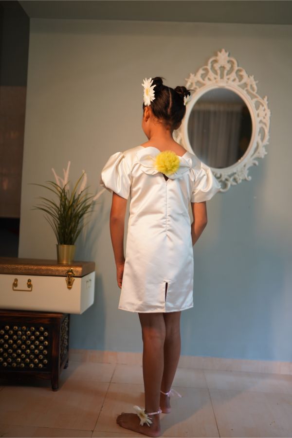 White Imported dress with handwork embroidery all over - Kirti Agarwal