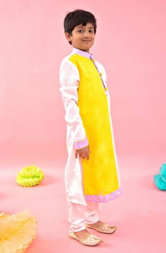 Yellow And Light Pink Two Tone Ethnic Kurta And Pyjama - Kirti Agarwal