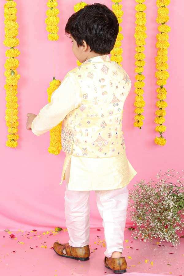 Yellow Embroidered Jacket with Yellow Kurta and Pajama - Kirti Agarwal