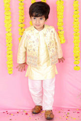 Yellow Embroidered Jacket with Yellow Kurta and Pajama - Kirti Agarwal