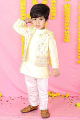 Yellow Embroidered Jacket with Yellow Kurta and Pajama - Kirti Agarwal