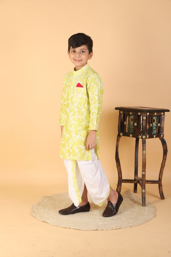 Yellow Green Kurta with Dhoti - Kirti Agarwal