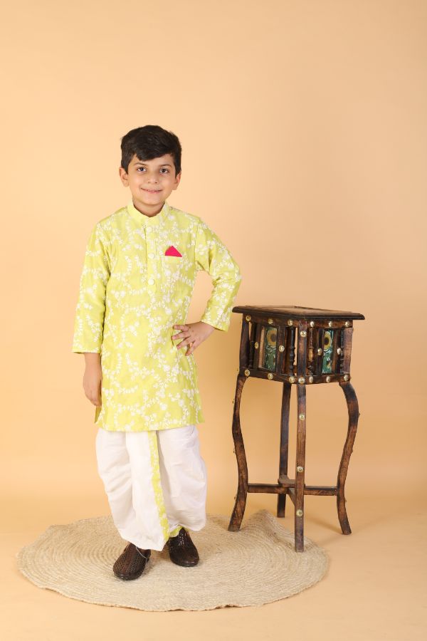 Yellow Green Kurta with Dhoti - Kirti Agarwal