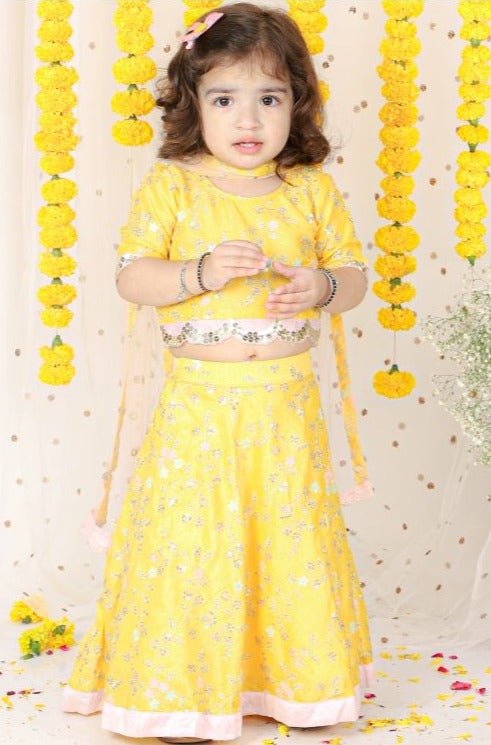 Zari Thread Embroidered Top And Sequin Work Lehenga With Dupatta - Kirti Agarwal