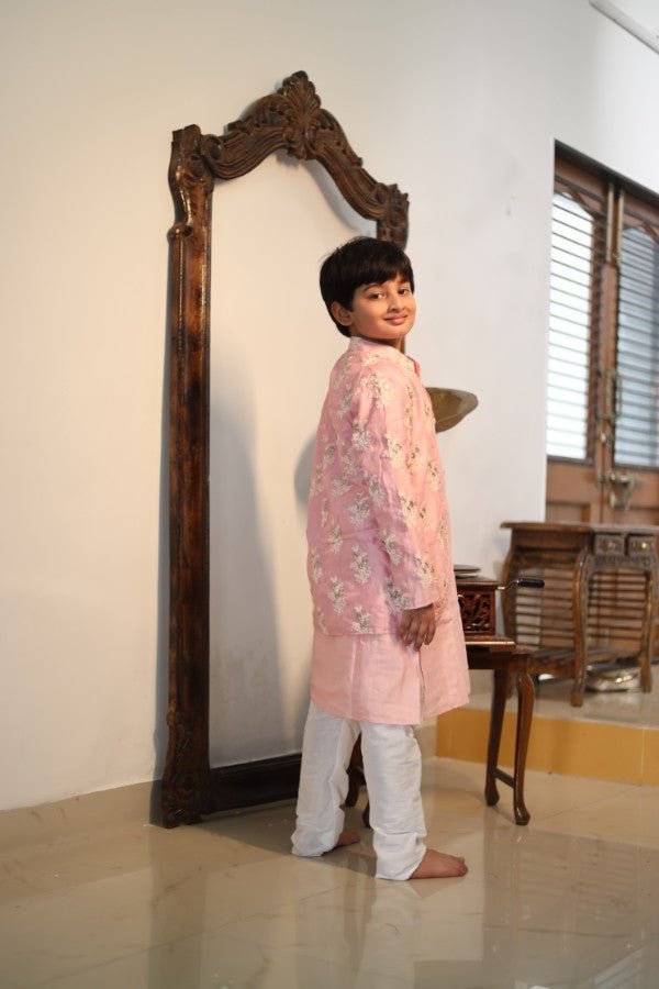 Zari Thread Work Full Sleeves Jacket With Kurta And Pyjama - Kirti Agarwal