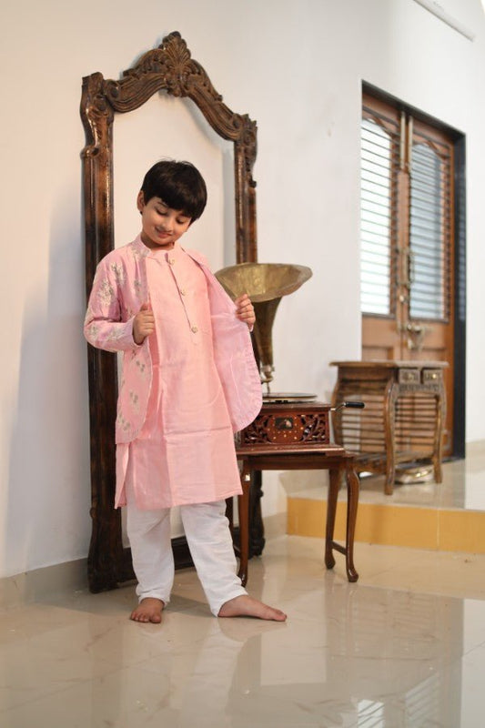 Zari Thread Work Full Sleeves Jacket With Kurta And Pyjama - Kirti Agarwal