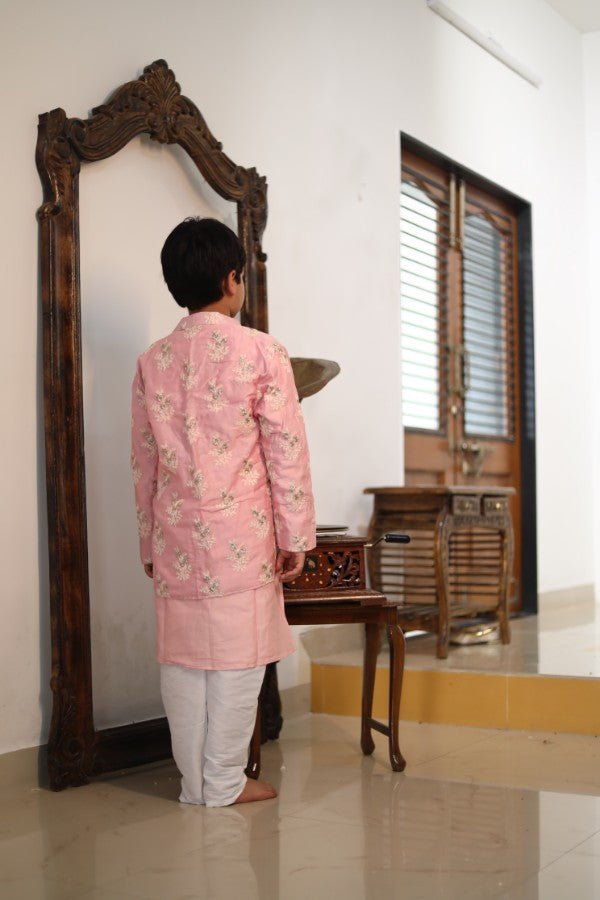 Zari Thread Work Full Sleeves Jacket With Kurta And Pyjama - Kirti Agarwal