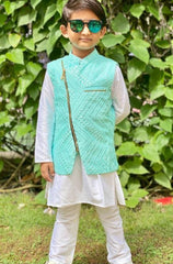 Zipped Embroidered Jacket with Kurta and Pyajama - Kirti Agarwal