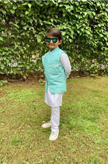 Zipped Embroidered Jacket with Kurta and Pyajama - Kirti Agarwal